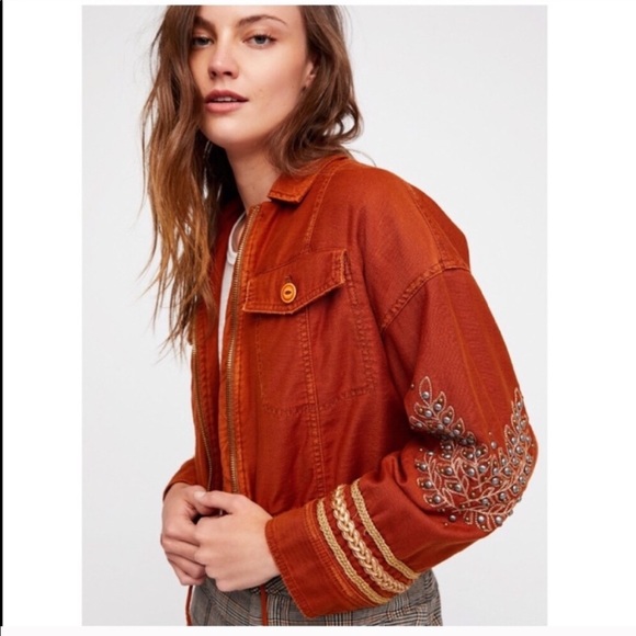 Free People Jackets & Blazers - NWT Free People Cropped Embellished Jacket Size M
